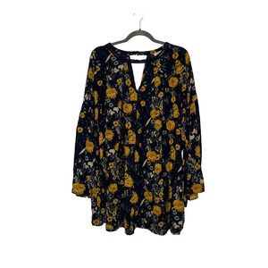 Umgee Navy and Yellow Floral Dress